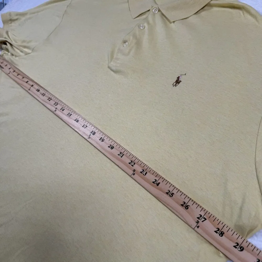 Polo Ralph‎ Lauren Shirt Mens 2XB Yellow Short Sleeve Flesh Pony Collar Top